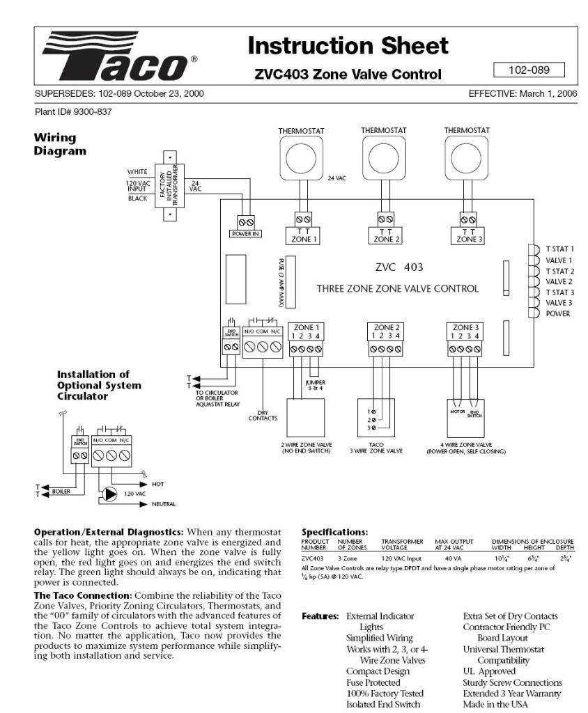 white rodgers 1311 102 wiring diagram Download-Taco Zone Valve Wiring Diagram Taco Zone Valve Wiring Schematic 14-f