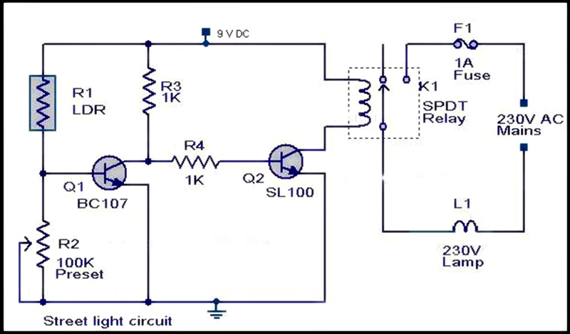 Automatic street light circuit diagram